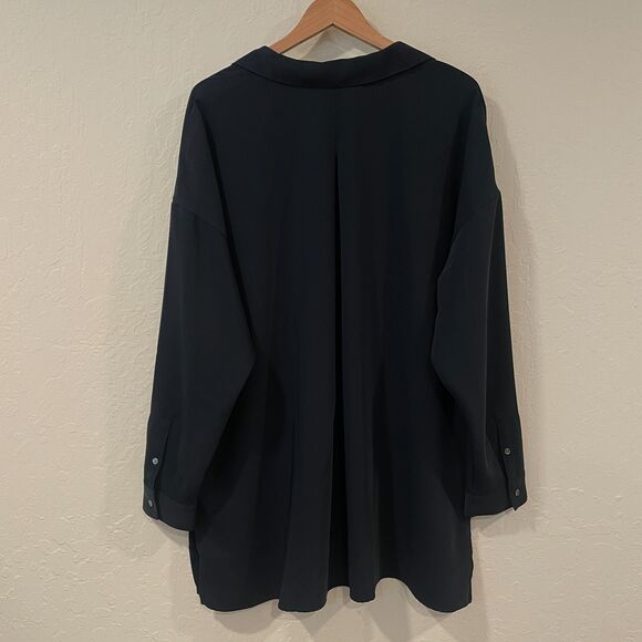 ~ J.Jill 2x Wearever Dress Black Vneck Tunic Above Knee Long Sleeve Pleated Slit - Picture 6 of 14